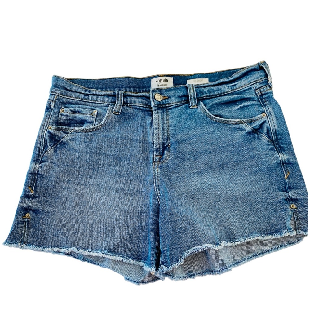Kensie Jeans Distressed Jorts Blue Denim Shorts Vintage Luxe The Short Size 8 29